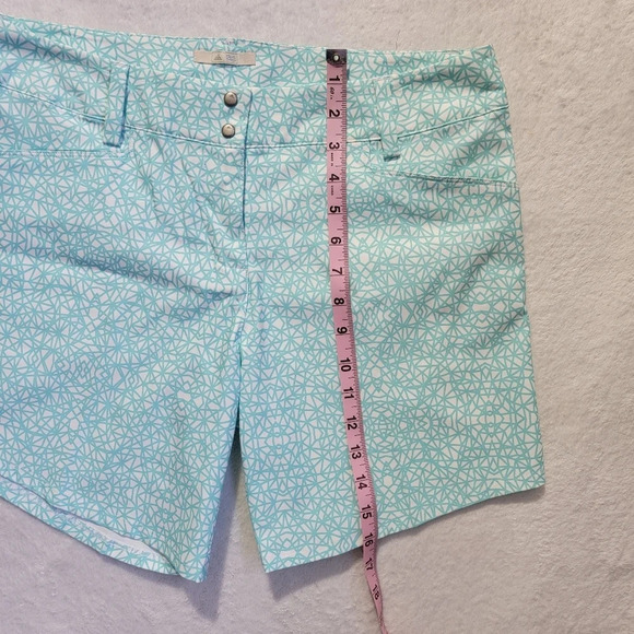 Adidas Golf Shorts Size 8 Mid Rise 7" Inseam Double Snap Waist Blue & White - Picture 8 of 8